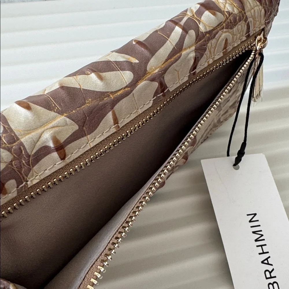 Brahmin Ady Wallet Stepping Stone Melbourne ID Genuine Leather Croc Embo Tan